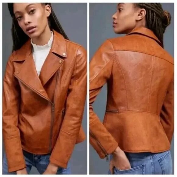 Anthropologie Jackets & Blazers - Anthropology Faux Brown Petite Large Leather and Suede Jacket